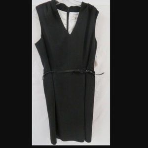 NWT Jones Sleeveless Belted Bow Black Sheath Dress